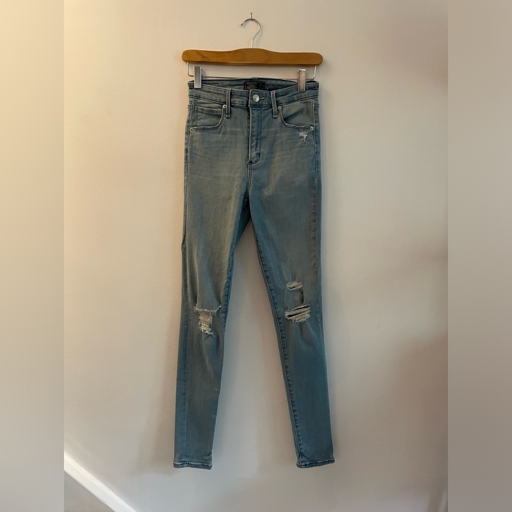 Abercrombie & Fitch Blue Simone High Rise Distressed Super Skinny Jeans Sz 26